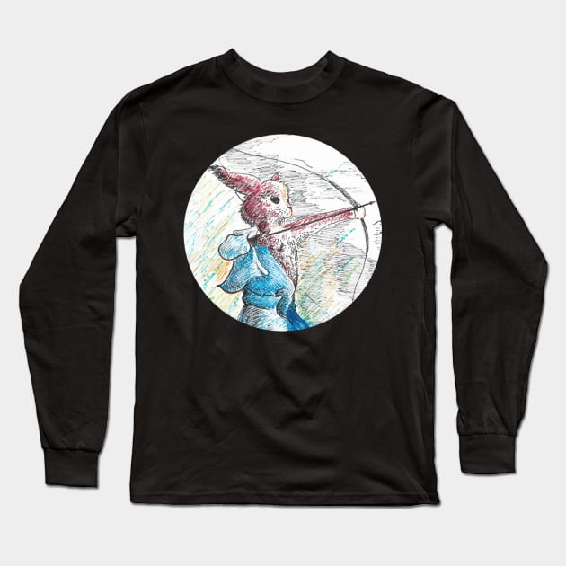 Rabbit archery - vintage fantasy inspired art and designs Long Sleeve T-Shirt by STearleArt